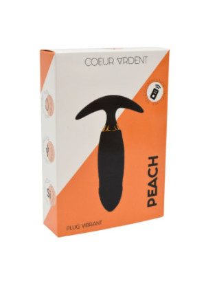 PEACH, Plug Vibrant noir long USB avec télécommande, dans un silicone médical doux et lisse - B72BLK